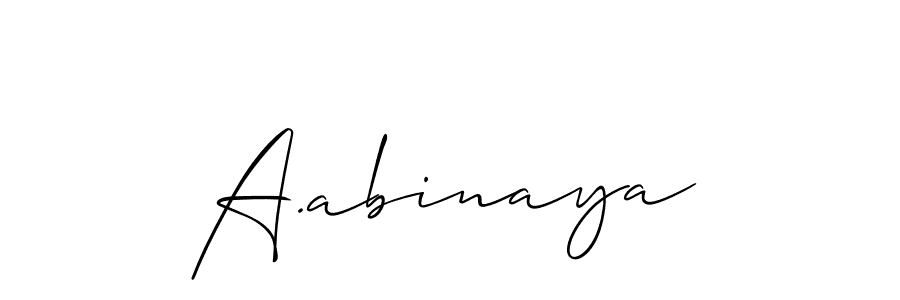 The best way (Allison_Script) to make a short signature is to pick only two or three words in your name. The name A.abinaya include a total of six letters. For converting this name. A.abinaya signature style 2 images and pictures png