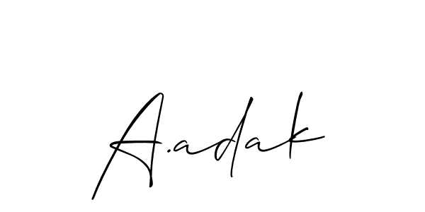 Allison_Script is a professional signature style that is perfect for those who want to add a touch of class to their signature. It is also a great choice for those who want to make their signature more unique. Get A.adak name to fancy signature for free. A.adak signature style 2 images and pictures png