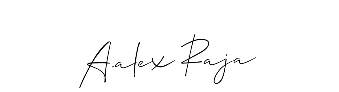 The best way (Allison_Script) to make a short signature is to pick only two or three words in your name. The name A.alex Raja include a total of six letters. For converting this name. A.alex Raja signature style 2 images and pictures png