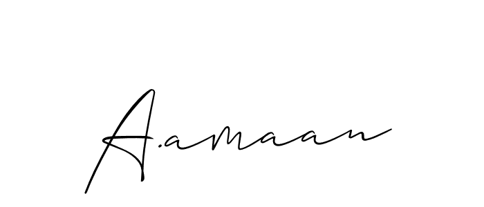 The best way (Allison_Script) to make a short signature is to pick only two or three words in your name. The name A.amaan include a total of six letters. For converting this name. A.amaan signature style 2 images and pictures png