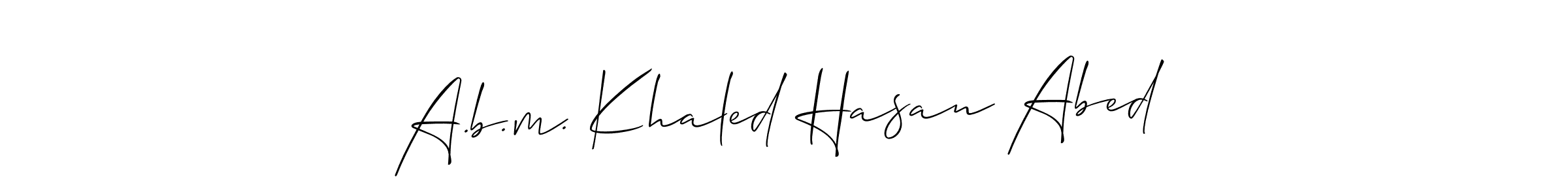 Create a beautiful signature design for name A.b.m. Khaled Hasan Abed. With this signature (Allison_Script) fonts, you can make a handwritten signature for free. A.b.m. Khaled Hasan Abed signature style 2 images and pictures png