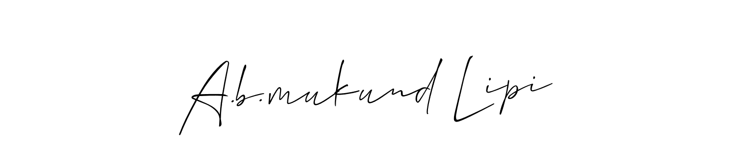 You should practise on your own different ways (Allison_Script) to write your name (A.b.mukund Lipi) in signature. don't let someone else do it for you. A.b.mukund Lipi signature style 2 images and pictures png