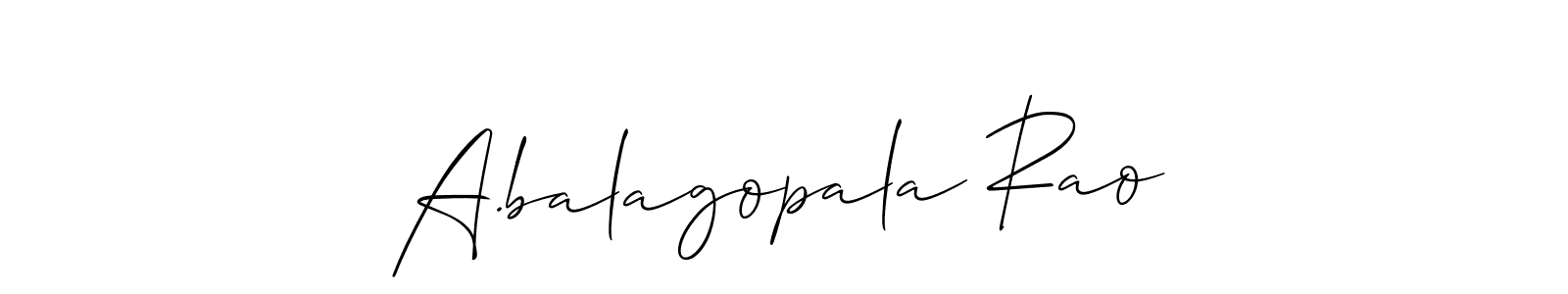 Also we have A.balagopala Rao name is the best signature style. Create professional handwritten signature collection using Allison_Script autograph style. A.balagopala Rao signature style 2 images and pictures png