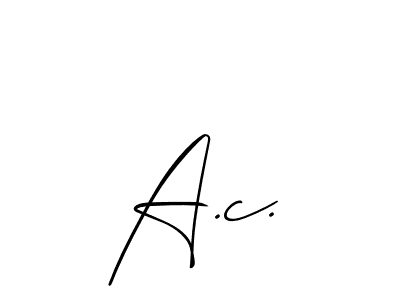 Allison_Script is a professional signature style that is perfect for those who want to add a touch of class to their signature. It is also a great choice for those who want to make their signature more unique. Get A.c. name to fancy signature for free. A.c. signature style 2 images and pictures png