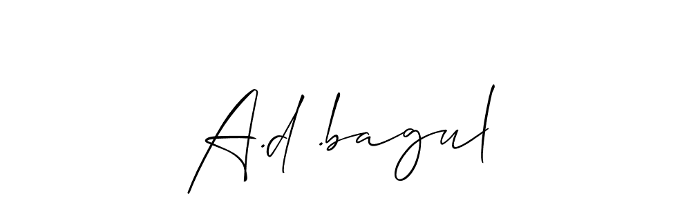 Also You can easily find your signature by using the search form. We will create A.d .bagul name handwritten signature images for you free of cost using Allison_Script sign style. A.d .bagul signature style 2 images and pictures png