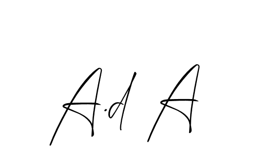 if you are searching for the best signature style for your name A.d A. so please give up your signature search. here we have designed multiple signature styles  using Allison_Script. A.d A signature style 2 images and pictures png