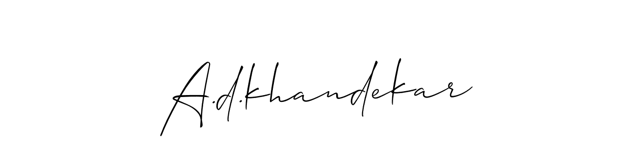 Also You can easily find your signature by using the search form. We will create A.d.khandekar name handwritten signature images for you free of cost using Allison_Script sign style. A.d.khandekar signature style 2 images and pictures png