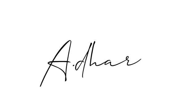 Make a beautiful signature design for name A.dhar. With this signature (Allison_Script) style, you can create a handwritten signature for free. A.dhar signature style 2 images and pictures png