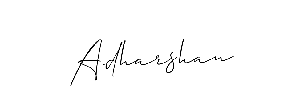 Allison_Script is a professional signature style that is perfect for those who want to add a touch of class to their signature. It is also a great choice for those who want to make their signature more unique. Get A.dharshan name to fancy signature for free. A.dharshan signature style 2 images and pictures png