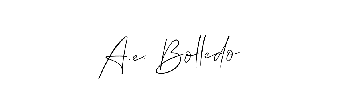 Make a short A.e. Bolledo signature style. Manage your documents anywhere anytime using Allison_Script. Create and add eSignatures, submit forms, share and send files easily. A.e. Bolledo signature style 2 images and pictures png