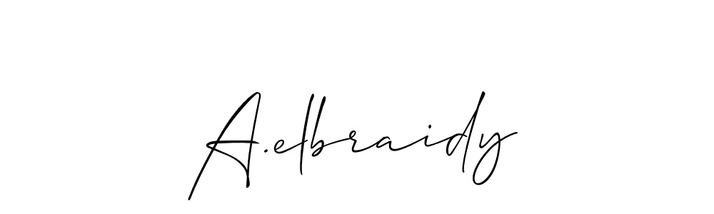 How to make A.elbraidy name signature. Use Allison_Script style for creating short signs online. This is the latest handwritten sign. A.elbraidy signature style 2 images and pictures png