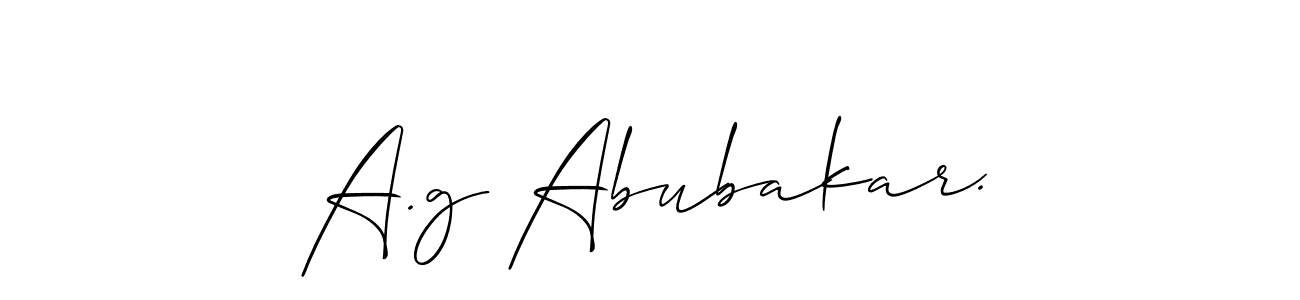 You can use this online signature creator to create a handwritten signature for the name A.g Abubakar.. This is the best online autograph maker. A.g Abubakar. signature style 2 images and pictures png