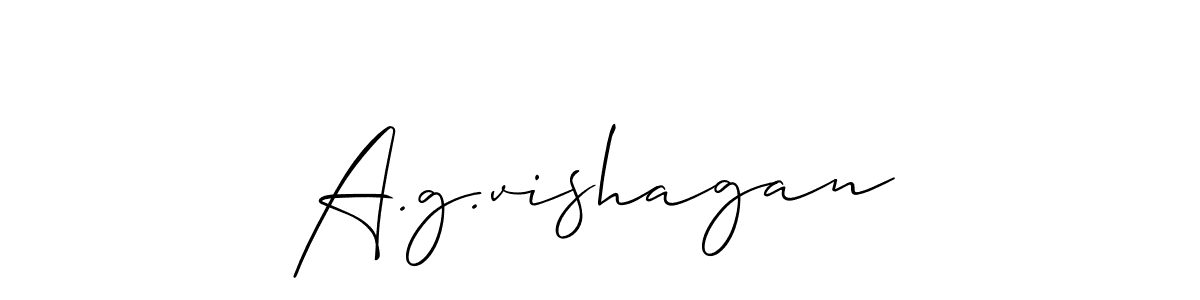 Allison_Script is a professional signature style that is perfect for those who want to add a touch of class to their signature. It is also a great choice for those who want to make their signature more unique. Get A.g.vishagan name to fancy signature for free. A.g.vishagan signature style 2 images and pictures png