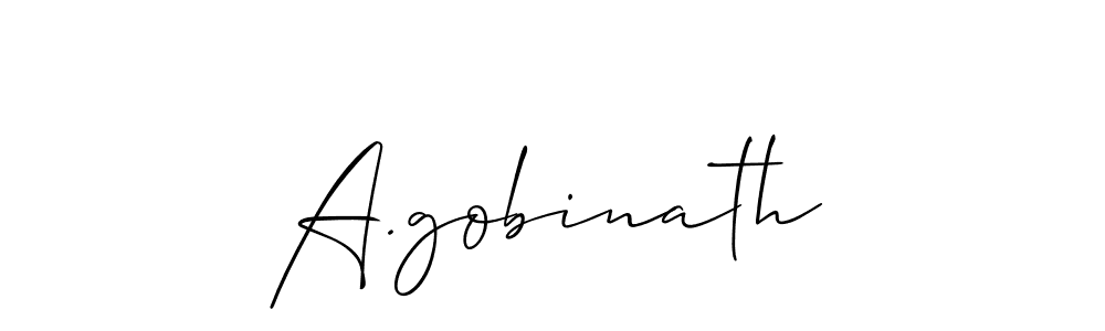 Allison_Script is a professional signature style that is perfect for those who want to add a touch of class to their signature. It is also a great choice for those who want to make their signature more unique. Get A.gobinath name to fancy signature for free. A.gobinath signature style 2 images and pictures png