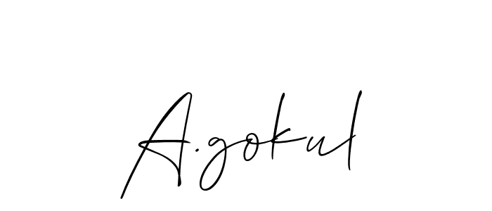 You should practise on your own different ways (Allison_Script) to write your name (A.gokul) in signature. don't let someone else do it for you. A.gokul signature style 2 images and pictures png
