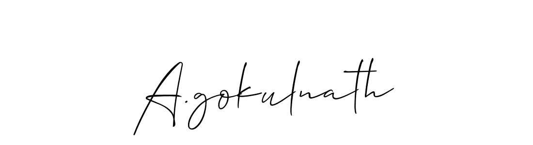 Also we have A.gokulnath name is the best signature style. Create professional handwritten signature collection using Allison_Script autograph style. A.gokulnath signature style 2 images and pictures png