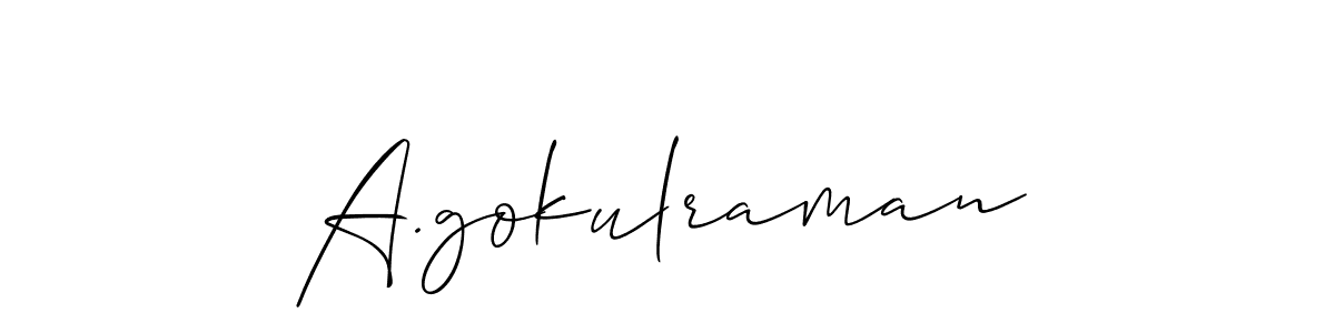 Use a signature maker to create a handwritten signature online. With this signature software, you can design (Allison_Script) your own signature for name A.gokulraman. A.gokulraman signature style 2 images and pictures png
