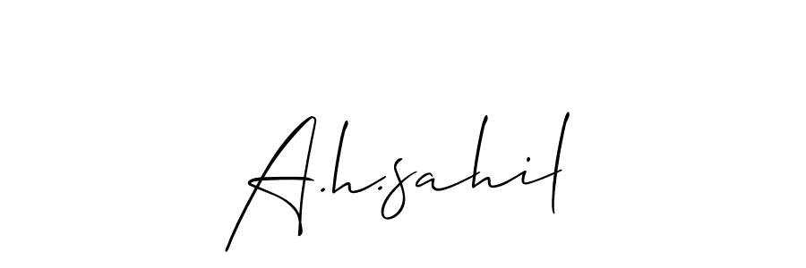 The best way (Allison_Script) to make a short signature is to pick only two or three words in your name. The name A.h.sahil include a total of six letters. For converting this name. A.h.sahil signature style 2 images and pictures png