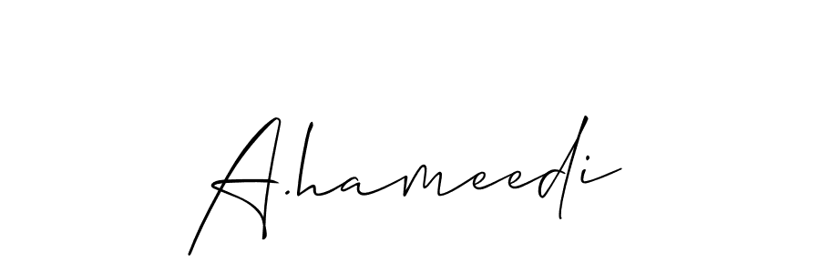 Also You can easily find your signature by using the search form. We will create A.hameedi name handwritten signature images for you free of cost using Allison_Script sign style. A.hameedi signature style 2 images and pictures png