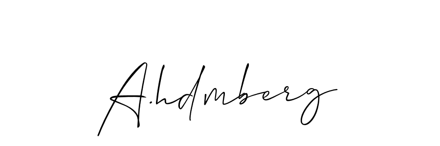 The best way (Allison_Script) to make a short signature is to pick only two or three words in your name. The name A.hdmberg include a total of six letters. For converting this name. A.hdmberg signature style 2 images and pictures png