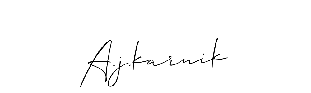 Allison_Script is a professional signature style that is perfect for those who want to add a touch of class to their signature. It is also a great choice for those who want to make their signature more unique. Get A.j.karnik name to fancy signature for free. A.j.karnik signature style 2 images and pictures png