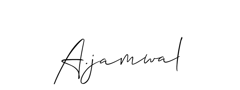 How to make A.jamwal name signature. Use Allison_Script style for creating short signs online. This is the latest handwritten sign. A.jamwal signature style 2 images and pictures png