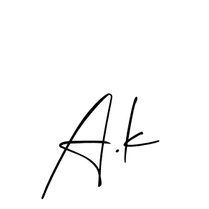 Make a beautiful signature design for name A.k. With this signature (Allison_Script) style, you can create a handwritten signature for free. A.k signature style 2 images and pictures png