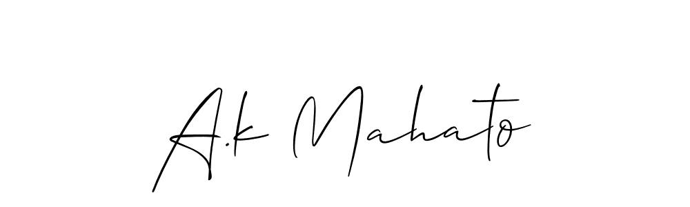 Also You can easily find your signature by using the search form. We will create A.k Mahato name handwritten signature images for you free of cost using Allison_Script sign style. A.k Mahato signature style 2 images and pictures png