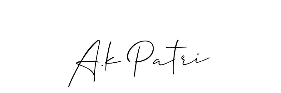 Use a signature maker to create a handwritten signature online. With this signature software, you can design (Allison_Script) your own signature for name A.k Patri. A.k Patri signature style 2 images and pictures png