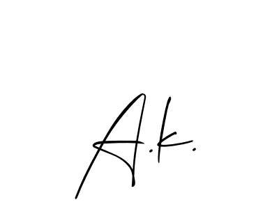 Make a beautiful signature design for name A.k.. With this signature (Allison_Script) style, you can create a handwritten signature for free. A.k. signature style 2 images and pictures png