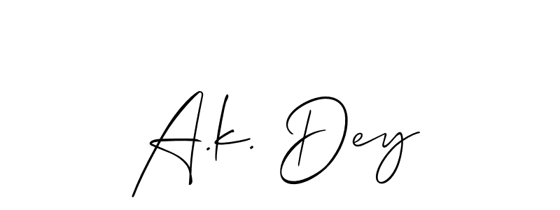 Create a beautiful signature design for name A.k. Dey. With this signature (Allison_Script) fonts, you can make a handwritten signature for free. A.k. Dey signature style 2 images and pictures png