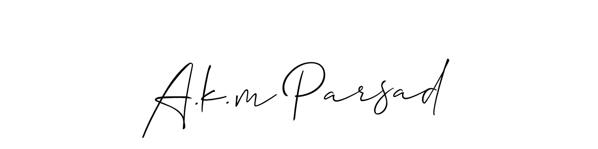 How to make A.k.m Parsad name signature. Use Allison_Script style for creating short signs online. This is the latest handwritten sign. A.k.m Parsad signature style 2 images and pictures png