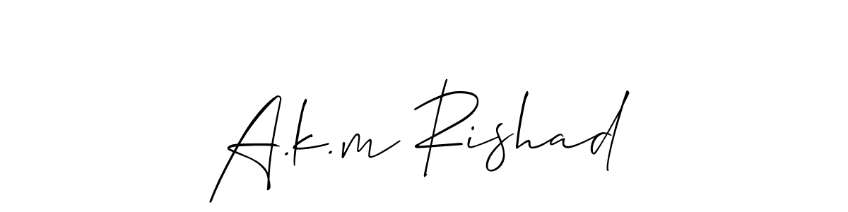 You should practise on your own different ways (Allison_Script) to write your name (A.k.m Rishad) in signature. don't let someone else do it for you. A.k.m Rishad signature style 2 images and pictures png
