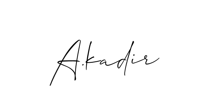 You can use this online signature creator to create a handwritten signature for the name A.kadir. This is the best online autograph maker. A.kadir signature style 2 images and pictures png