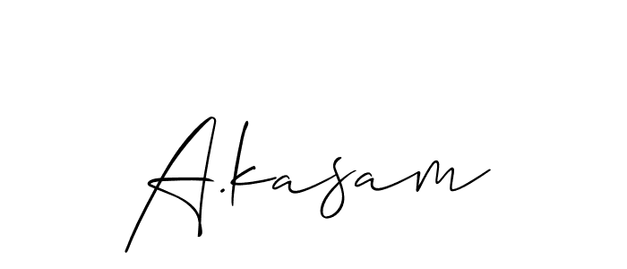 Design your own signature with our free online signature maker. With this signature software, you can create a handwritten (Allison_Script) signature for name A.kasam. A.kasam signature style 2 images and pictures png