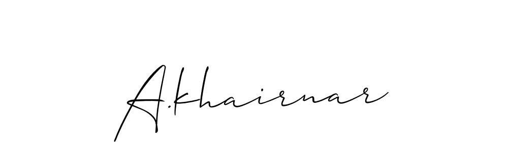 How to make A.khairnar name signature. Use Allison_Script style for creating short signs online. This is the latest handwritten sign. A.khairnar signature style 2 images and pictures png