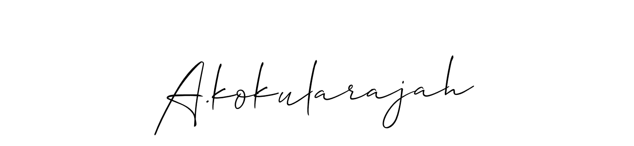 Allison_Script is a professional signature style that is perfect for those who want to add a touch of class to their signature. It is also a great choice for those who want to make their signature more unique. Get A.kokularajah name to fancy signature for free. A.kokularajah signature style 2 images and pictures png