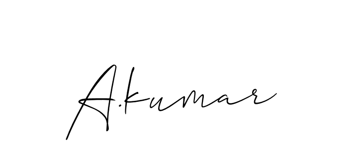 Use a signature maker to create a handwritten signature online. With this signature software, you can design (Allison_Script) your own signature for name A.kumar. A.kumar signature style 2 images and pictures png