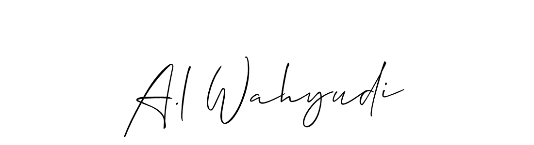 Make a beautiful signature design for name A.l Wahyudi. With this signature (Allison_Script) style, you can create a handwritten signature for free. A.l Wahyudi signature style 2 images and pictures png