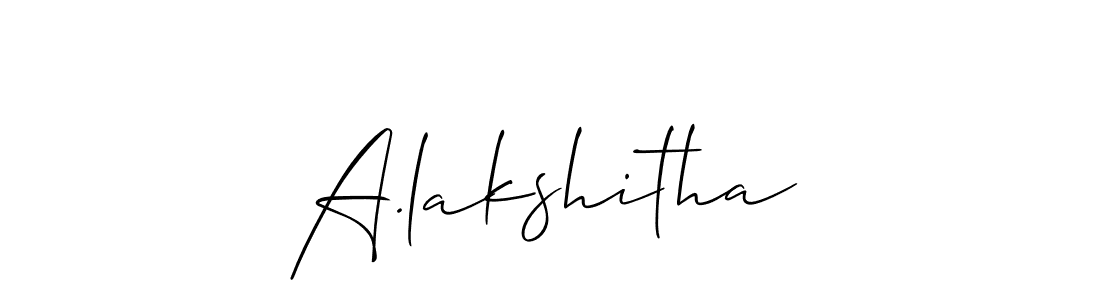Also You can easily find your signature by using the search form. We will create A.lakshitha name handwritten signature images for you free of cost using Allison_Script sign style. A.lakshitha signature style 2 images and pictures png