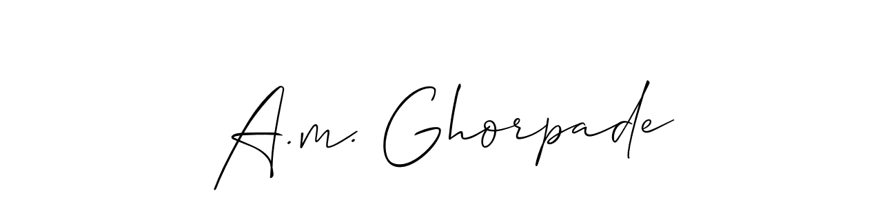 How to make A.m. Ghorpade name signature. Use Allison_Script style for creating short signs online. This is the latest handwritten sign. A.m. Ghorpade signature style 2 images and pictures png