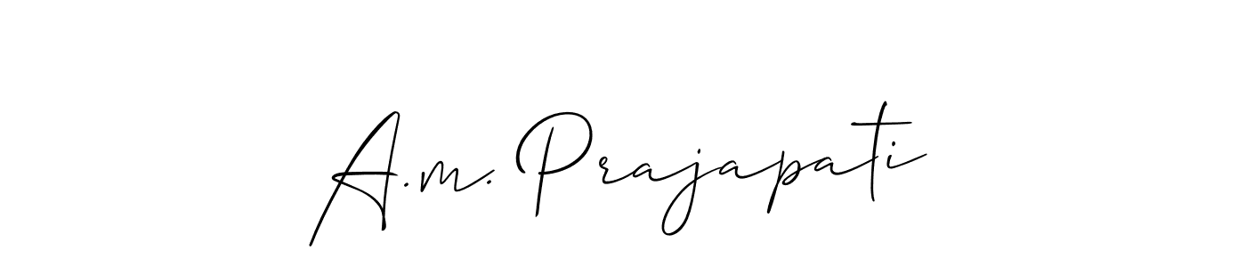 Similarly Allison_Script is the best handwritten signature design. Signature creator online .You can use it as an online autograph creator for name A.m. Prajapati. A.m. Prajapati signature style 2 images and pictures png