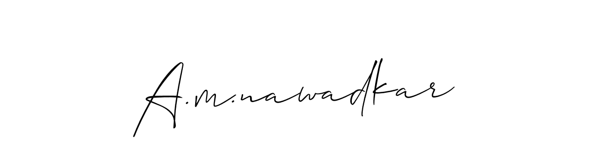 Use a signature maker to create a handwritten signature online. With this signature software, you can design (Allison_Script) your own signature for name A.m.nawadkar. A.m.nawadkar signature style 2 images and pictures png