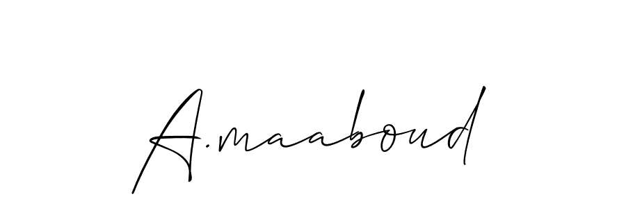 Use a signature maker to create a handwritten signature online. With this signature software, you can design (Allison_Script) your own signature for name A.maaboud. A.maaboud signature style 2 images and pictures png