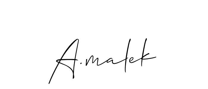 The best way (Allison_Script) to make a short signature is to pick only two or three words in your name. The name A.malek include a total of six letters. For converting this name. A.malek signature style 2 images and pictures png