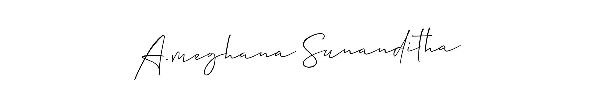 A.meghana Sunanditha stylish signature style. Best Handwritten Sign (Allison_Script) for my name. Handwritten Signature Collection Ideas for my name A.meghana Sunanditha. A.meghana Sunanditha signature style 2 images and pictures png