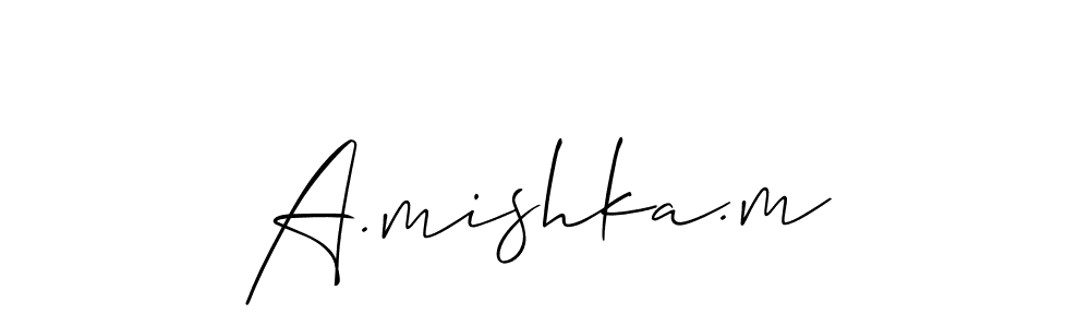 This is the best signature style for the A.mishka.m name. Also you like these signature font (Allison_Script). Mix name signature. A.mishka.m signature style 2 images and pictures png