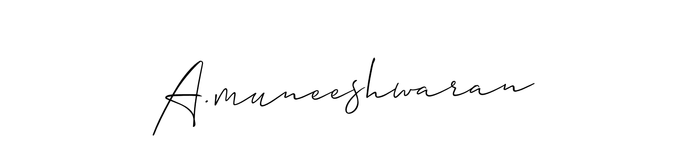 How to make A.muneeshwaran name signature. Use Allison_Script style for creating short signs online. This is the latest handwritten sign. A.muneeshwaran signature style 2 images and pictures png