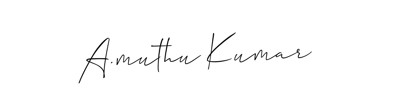 The best way (Allison_Script) to make a short signature is to pick only two or three words in your name. The name A.muthu Kumar include a total of six letters. For converting this name. A.muthu Kumar signature style 2 images and pictures png