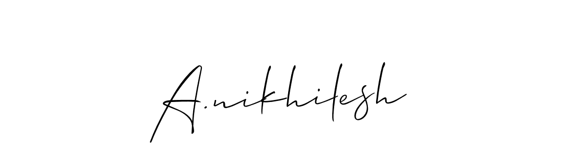 Also You can easily find your signature by using the search form. We will create A.nikhilesh name handwritten signature images for you free of cost using Allison_Script sign style. A.nikhilesh signature style 2 images and pictures png